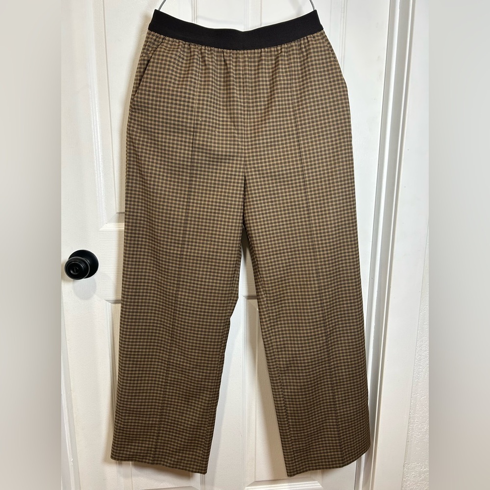 Arket Beige and Black Checked Wide-Leg Pants NWOT.